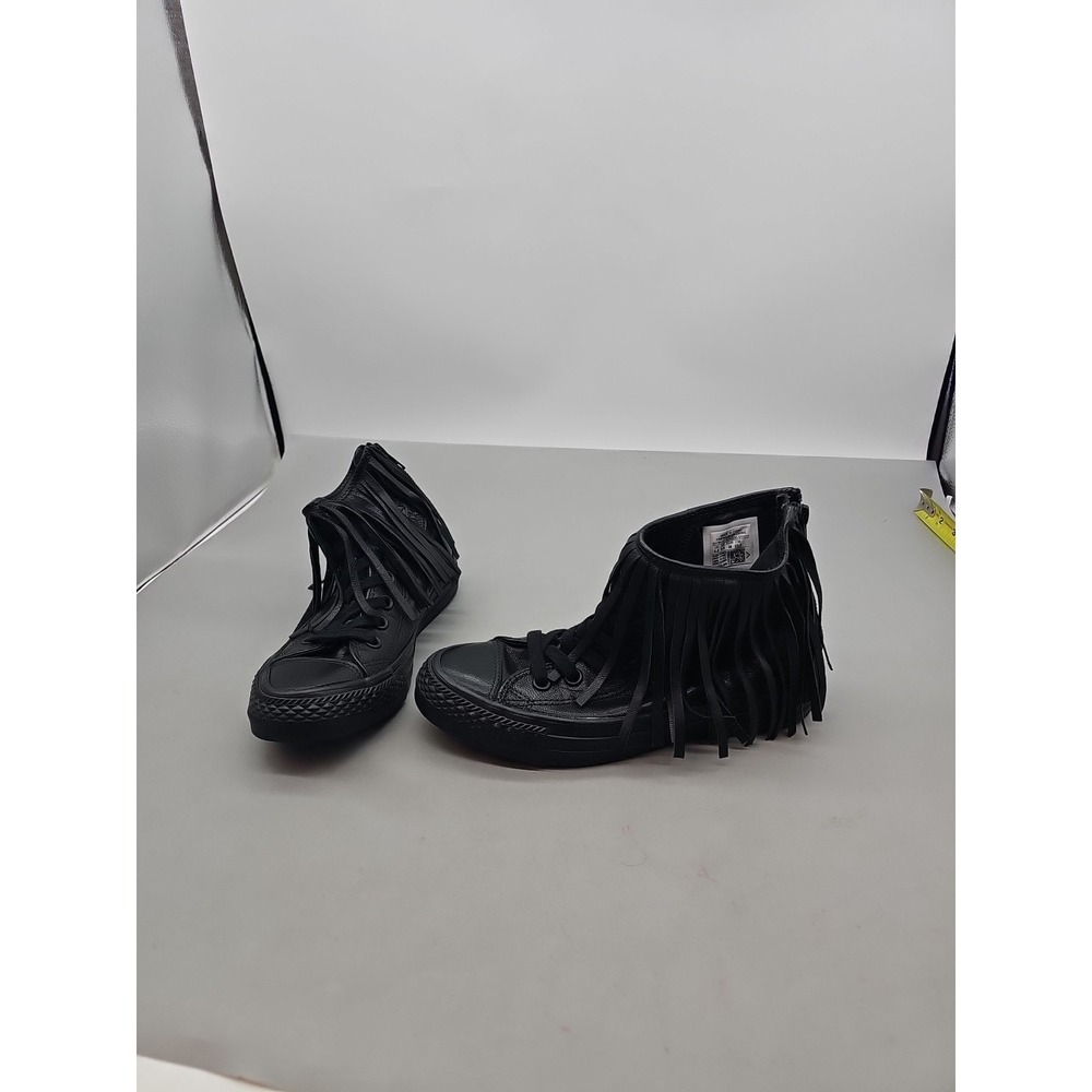 VINTAGE CONVERSE FRINGE HI‎  UNISEX Black Black 5.5 EUC
